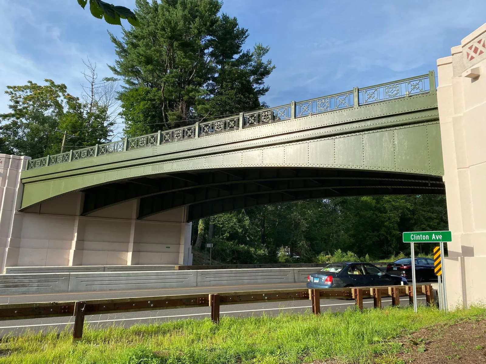 Completed ornamental bridge viewed from below